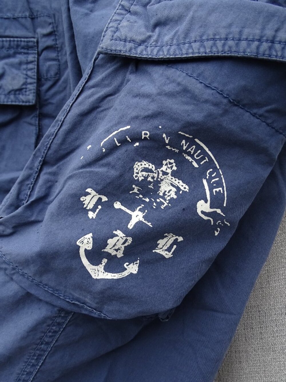 LRL Lauren Jeans Co Ralph Lauren Nautical Blue Cargo Capris Brass Anchor Size 10